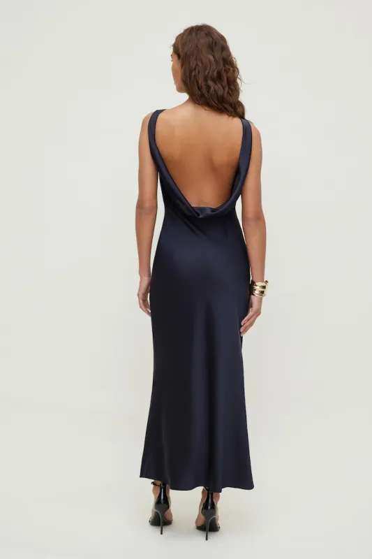 Nora Satin Maxi Slip Dress - Dynamite - Navy - Women Clothing made by Dynamite