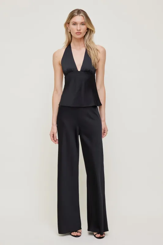 Satin Halter Top - Dynamite - Black - Women Clothing made by Dynamite