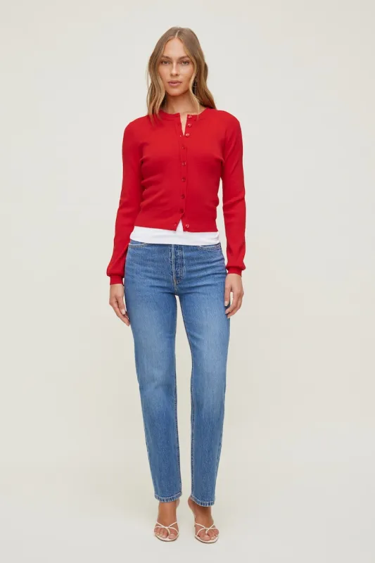 Rebecca Crewneck Cardigan - Dynamite - Red - Women Clothing made by Dynamite