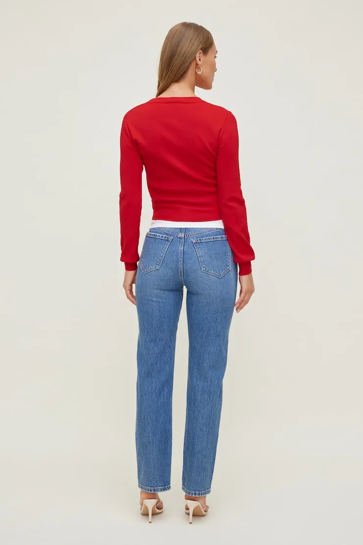 Rebecca Crewneck Cardigan - Dynamite - Red - Women Clothing sold by Dynamite product image thumbnail 2