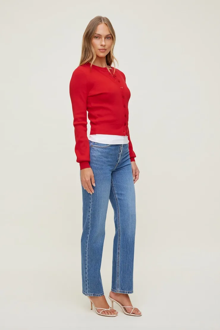 Rebecca Crewneck Cardigan - Dynamite - Red - Women Clothing sold by Dynamite product image thumbnail 3