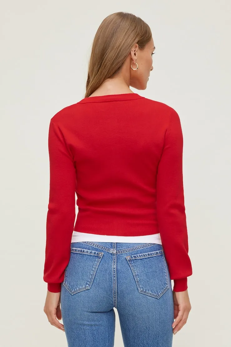 Rebecca Crewneck Cardigan - Dynamite - Red - Women Clothing sold by Dynamite product image thumbnail 5