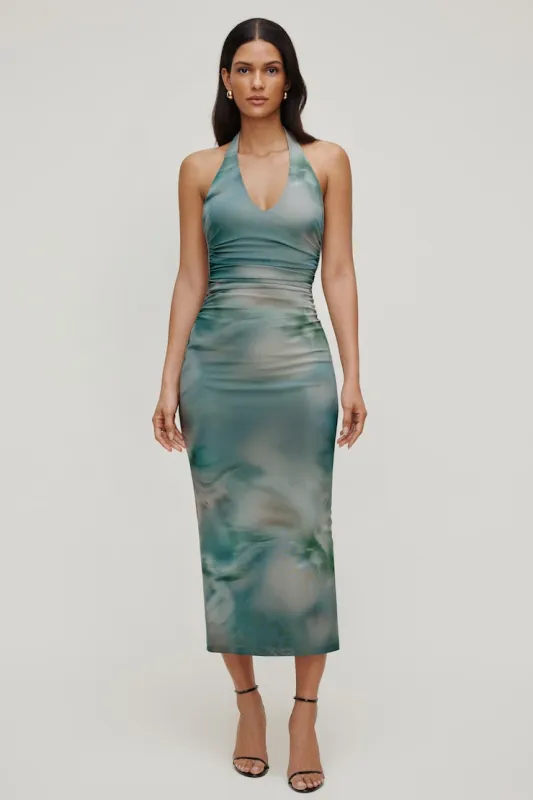 Reia Halter Mesh Maxi Dress - Dynamite - Blue - Women Clothing made by Dynamite