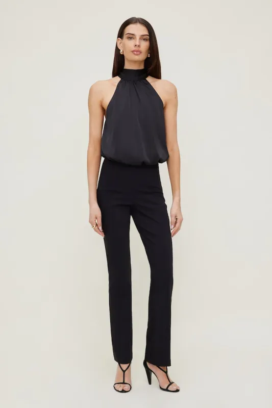Paloma Bubble Satin Halter Blouse - Dynamite - Black - Women Clothing made by Dynamite