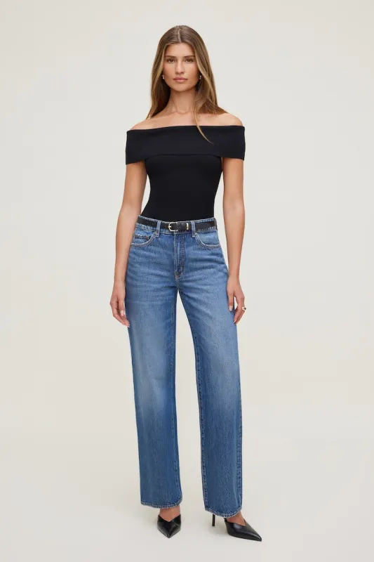 Rib Knit Off Shoulder Sweater - Dynamite - Black - Women Clothing made by Dynamite