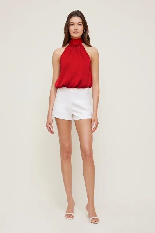 Paloma Bubble Satin Halter Blouse - Dynamite - Red - Women Clothing made by Dynamite