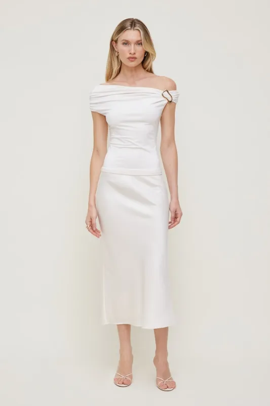 Sculpt Buckle Detail Top - Dynamite - White - Women Clothing made by Dynamite