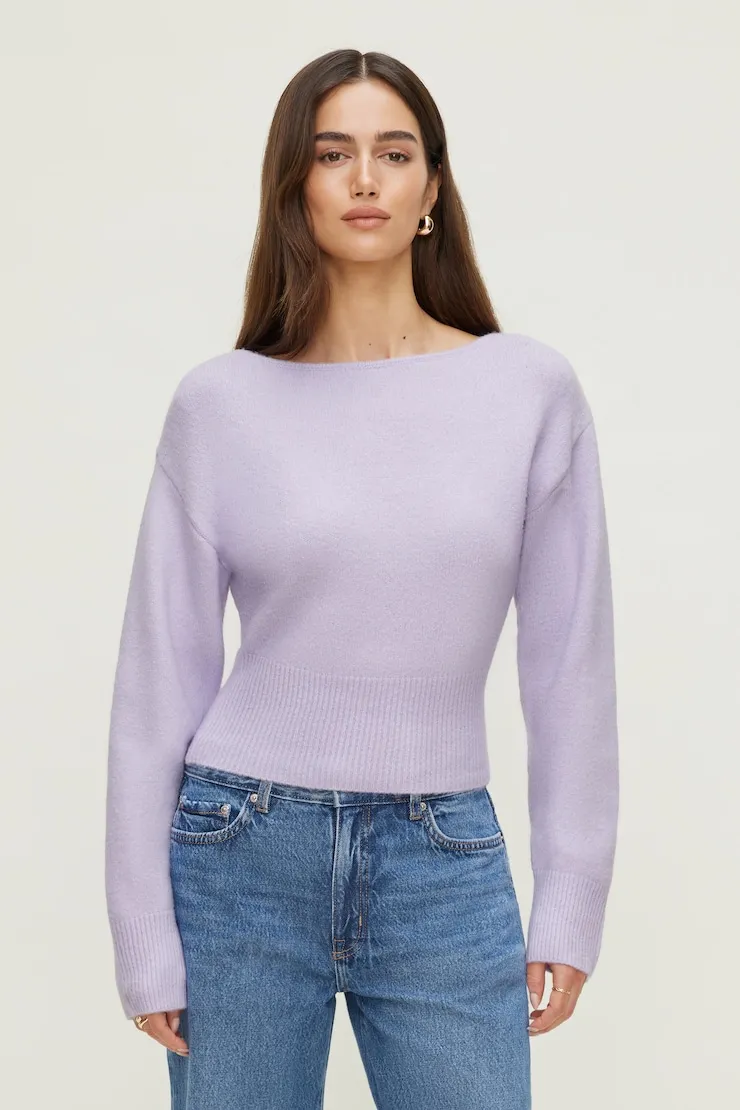 Juliet Cinched Boat Neck Sweater - Dynamite - Purple - Women Clothing sold by Dynamite product image thumbnail 4