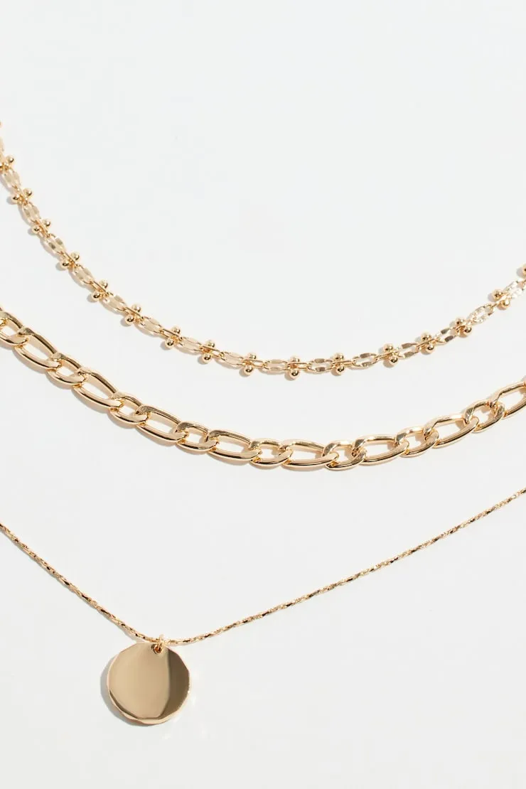 Layered Diamond Cut Pendant Necklace - Dynamite - Yellow - Women Clothing sold by Dynamite product image thumbnail 3