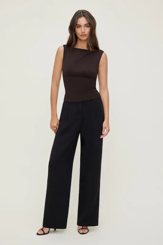 Sculpt Cinched Waist Top - Dynamite - Brown - Women Clothing made by Dynamite