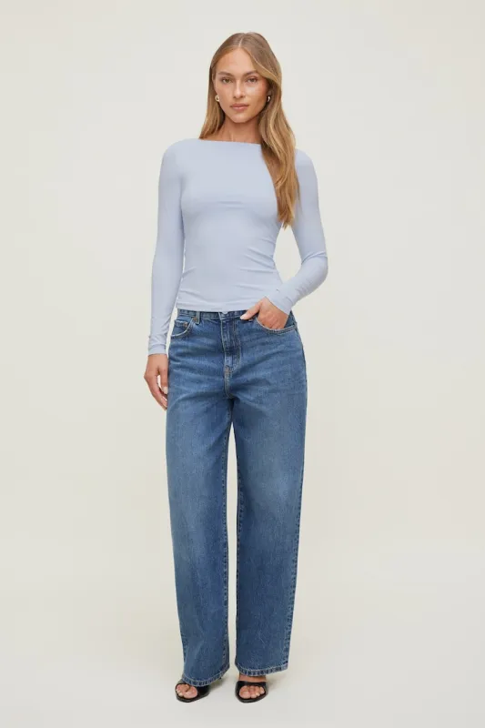 Nola Sculpt Long Sleeve Top - Dynamite - Blue - Women Clothing made by Dynamite