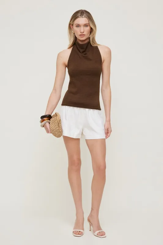 Linen High Rise Shorts - Dynamite - White - Women Clothing made by Dynamite