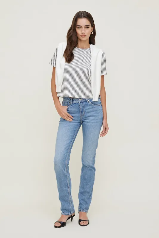 Everyday Striped Heavy Cotton T Shirt - Dynamite - White - Women Clothing made by Dynamite