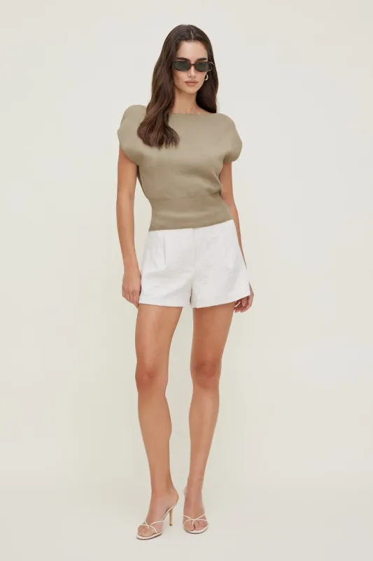 Boat Neck Sweater - Dynamite - Beige - Women Clothing made by Dynamite