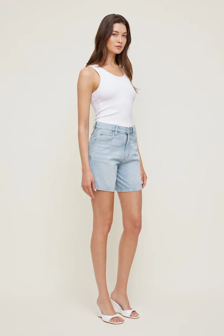 Harper A Line High Rise Denim Shorts - Dynamite - Blue - Women Clothing sold by Dynamite product image thumbnail 3