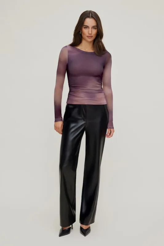 Stella Long Sleeve Mesh Top - Dynamite - Purple - Women Clothing made by Dynamite