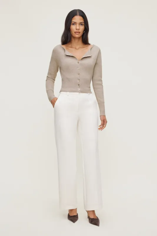 Pintuck Straight Leg Pants - Dynamite - Beige - Women Clothing made by Dynamite