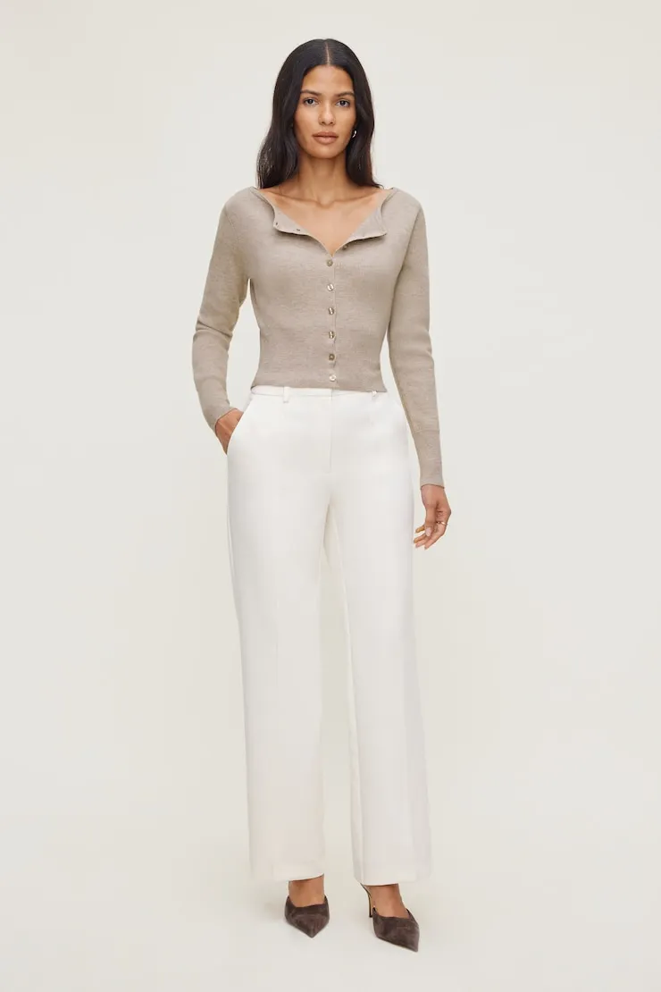 Pintuck Straight Leg Pants - Dynamite - Beige - Women Clothing sold by Dynamite