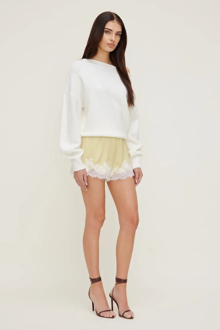 Lace Satin Shorts - Dynamite - Yellow - Women Clothing sold by Dynamite product image thumbnail 3