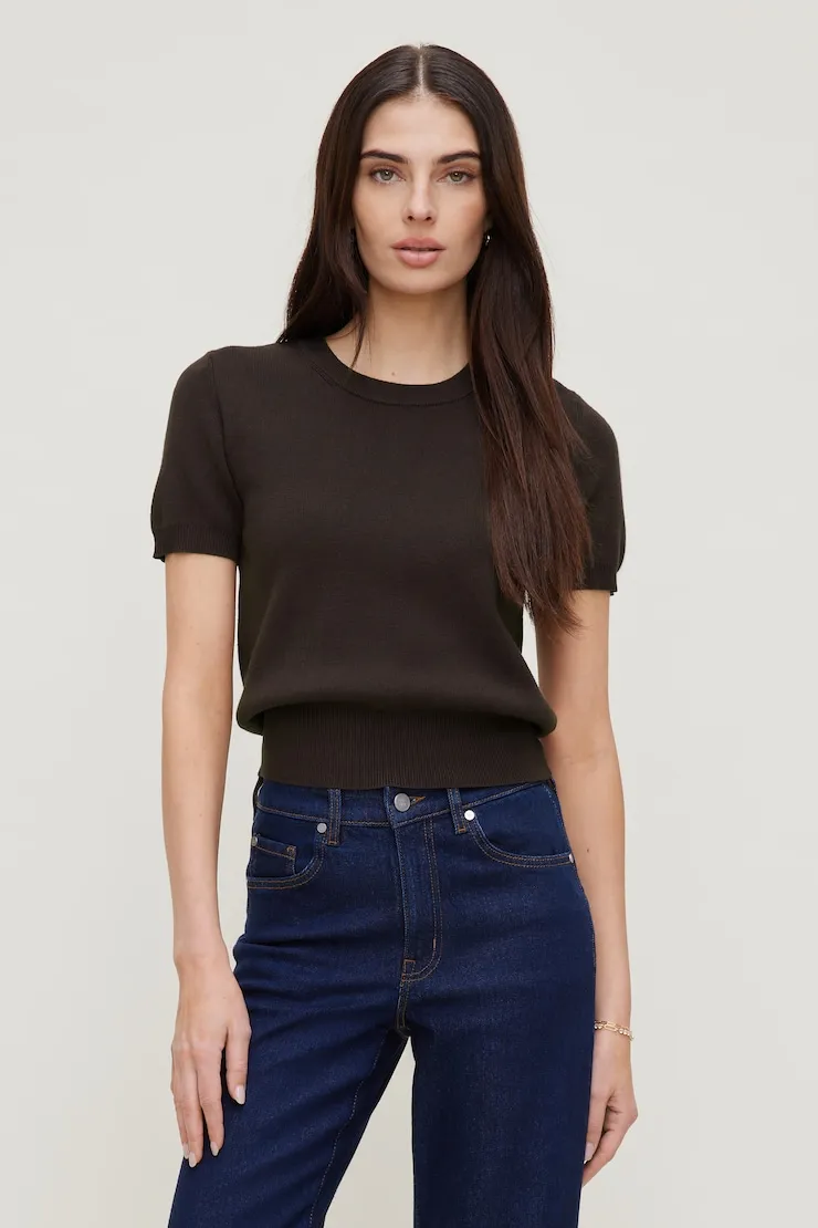 Clara Short Sleeve Sweater - Dynamite - Brown - Women Clothing sold by Dynamite product image thumbnail 4