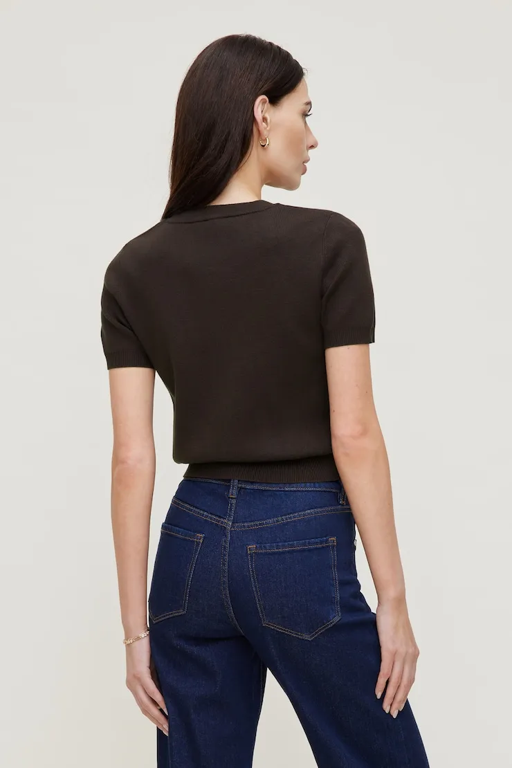 Clara Short Sleeve Sweater - Dynamite - Brown - Women Clothing sold by Dynamite product image thumbnail 5