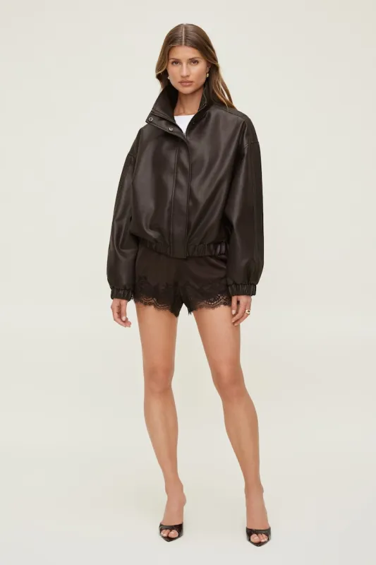 Lace Satin Shorts - Dynamite - Brown - Women Clothing made by Dynamite