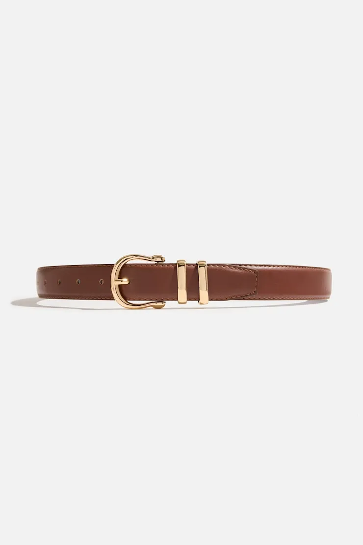 Classic Faux Leather Belt - Dynamite - Brown - Women Clothing sold by Dynamite