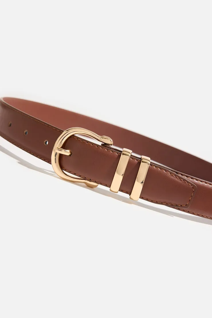 Classic Faux Leather Belt - Dynamite - Brown - Women Clothing sold by Dynamite product image thumbnail 3