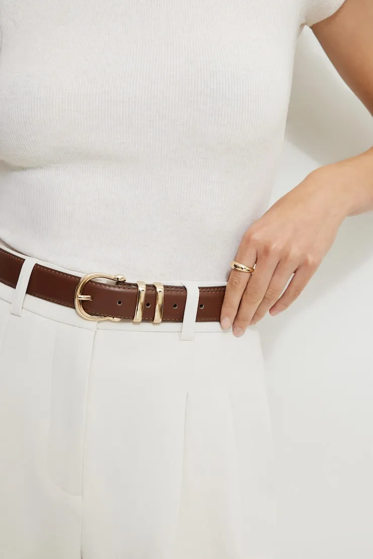 Classic Faux Leather Belt - Dynamite - Brown - Women Clothing sold by Dynamite product image thumbnail 4