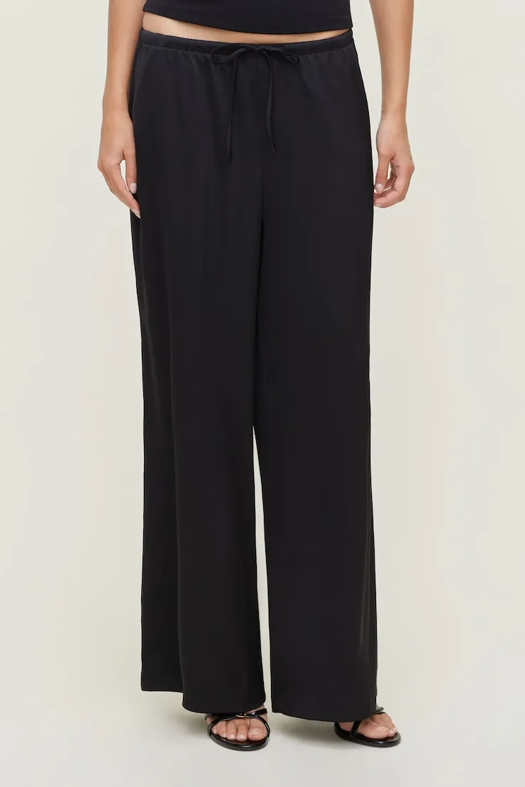 Leo Satin Wide Leg Pants - Dynamite - Black - Women Clothing sold by Dynamite product image thumbnail 4