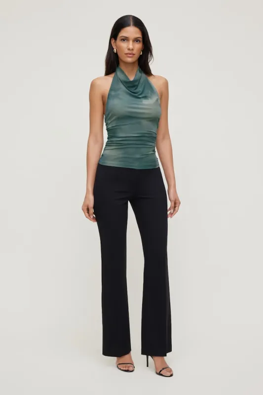 Draped Mesh Halter Top - Dynamite - Blue - Women Clothing made by Dynamite
