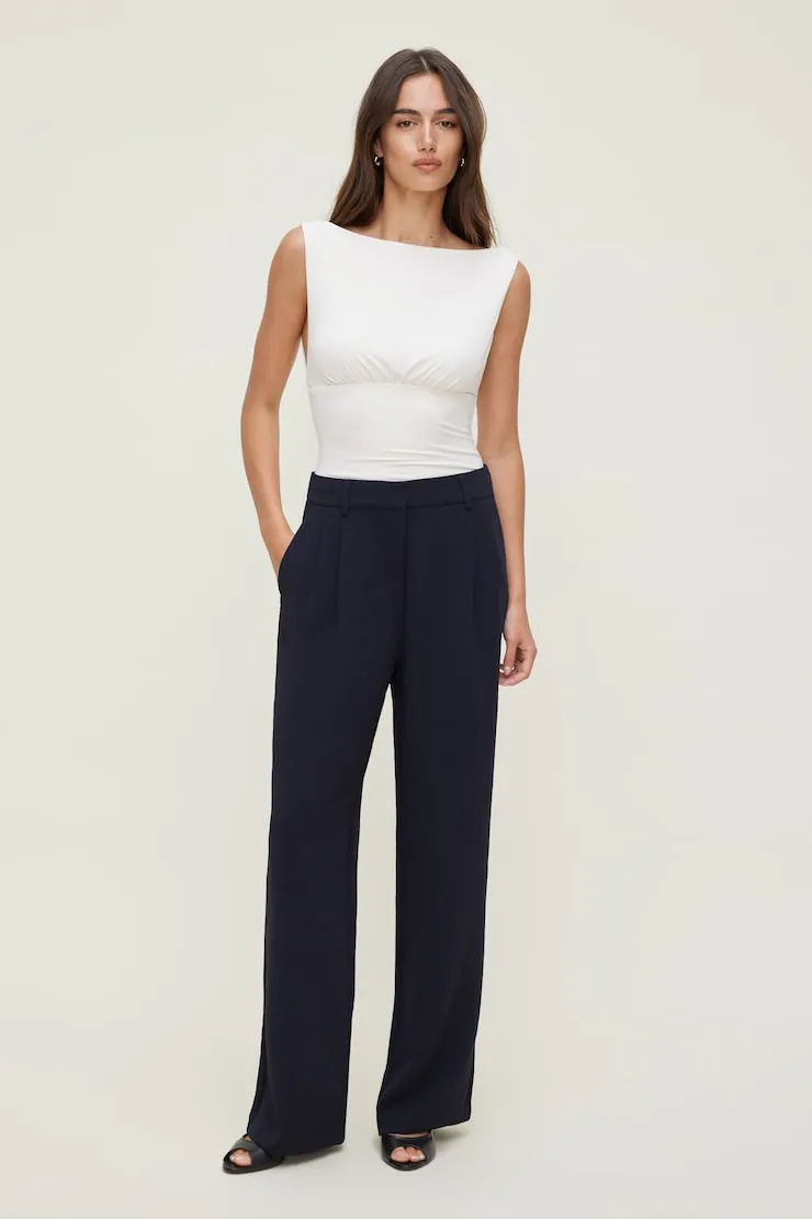 Alex Airflow Wide Leg Pants - Dynamite - Navy - Women Clothing sold by Dynamite