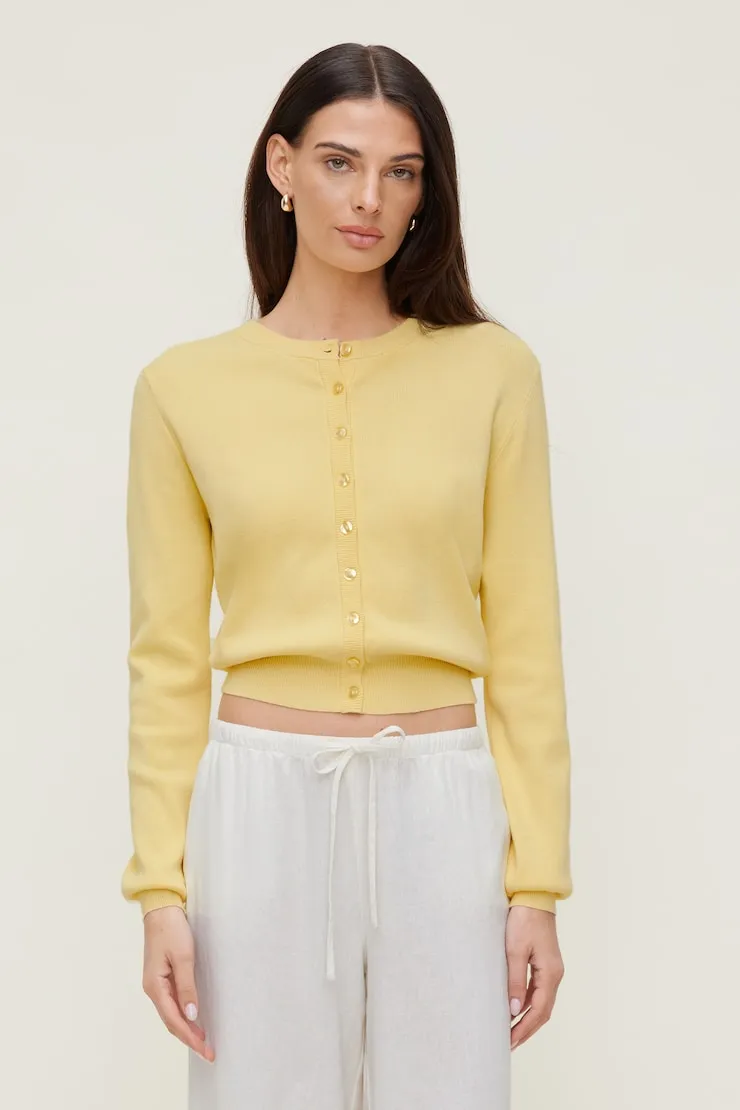 Rebecca Crewneck Cardigan - Dynamite - Yellow - Women Clothing sold by Dynamite product image thumbnail 4