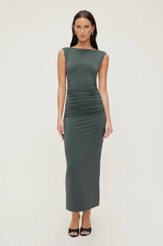 Sculpt Boat Neck Maxi Dress - Dynamite - Green - Women Clothing made by Dynamite