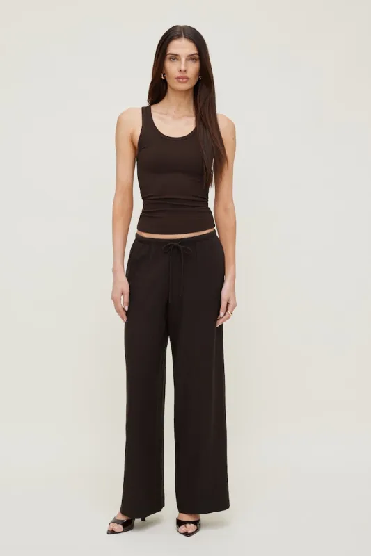 Leo Linen Wide Leg Pants - Dynamite - Brown - Women Clothing made by Dynamite