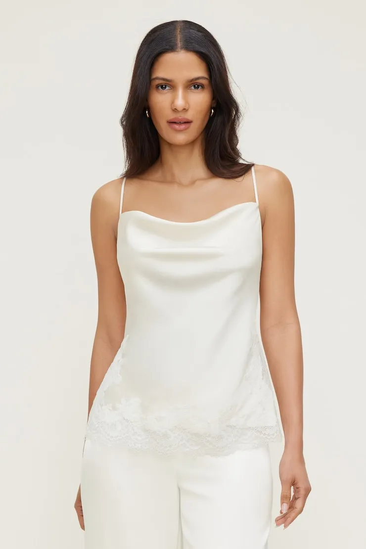 Madi Lace Satin Cami Top - Dynamite - Beige - Women Clothing sold by Dynamite product image thumbnail 4