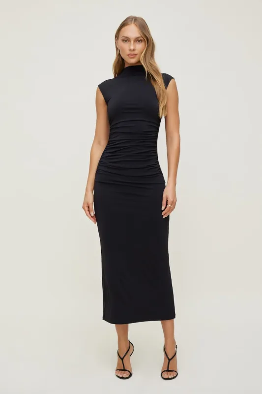 Bria Sculpt Mock Neck Maxi Dress - Dynamite - Black - Women Clothing made by Dynamite