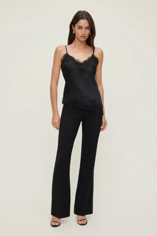 Cassie Asymmetric Lace Satin Cami - Dynamite - Black - Women Clothing made by Dynamite