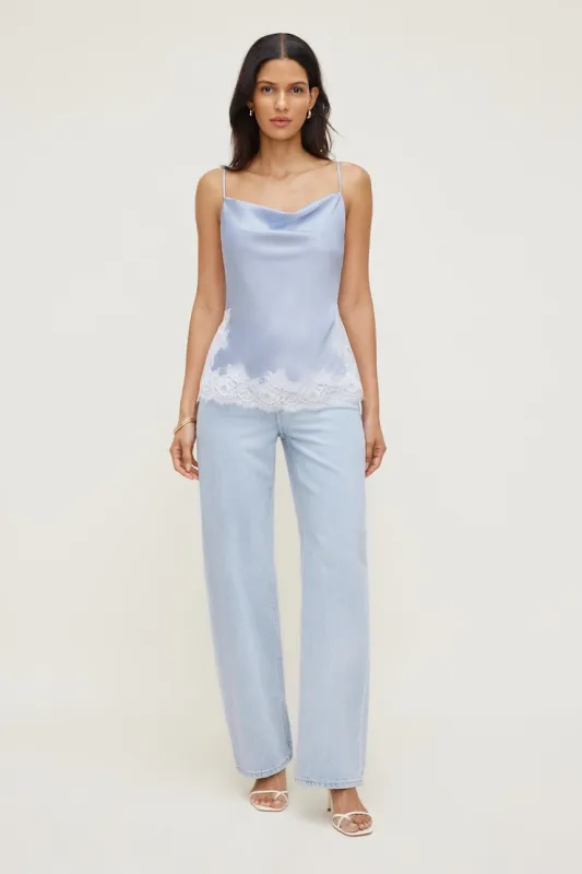 Madi Lace Satin Cami Top - Dynamite - Blue - Women Clothing made by Dynamite