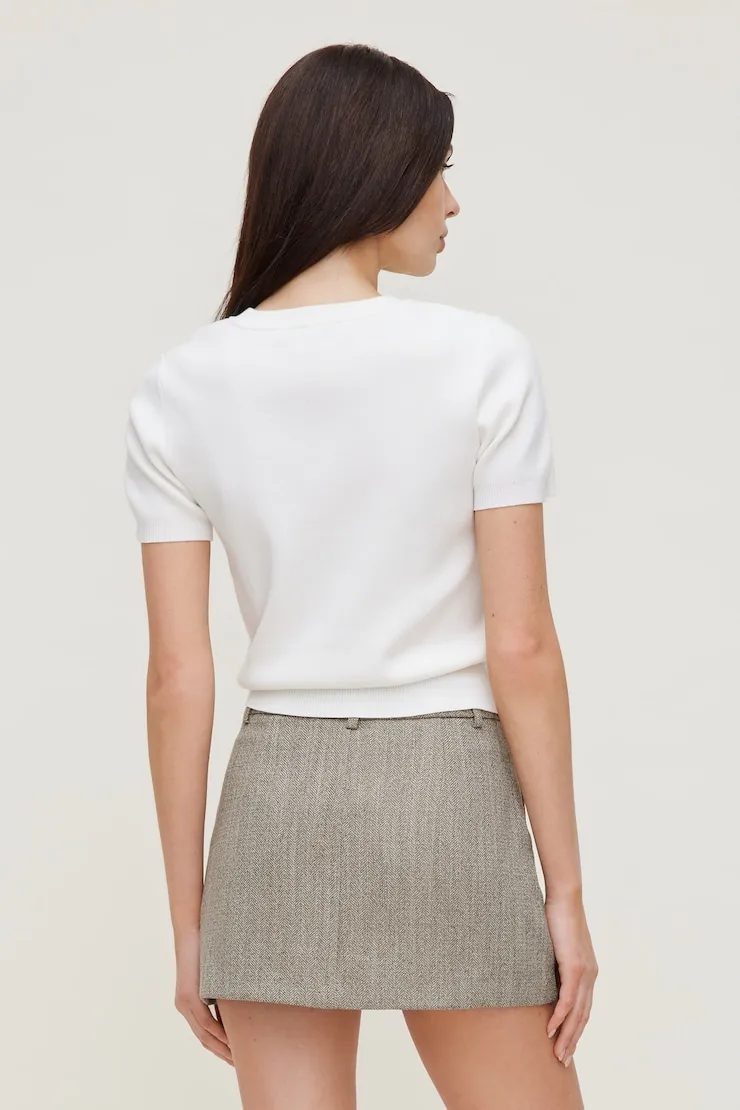 Clara Short Sleeve Sweater - Dynamite - White - Women Clothing sold by Dynamite product image thumbnail 5