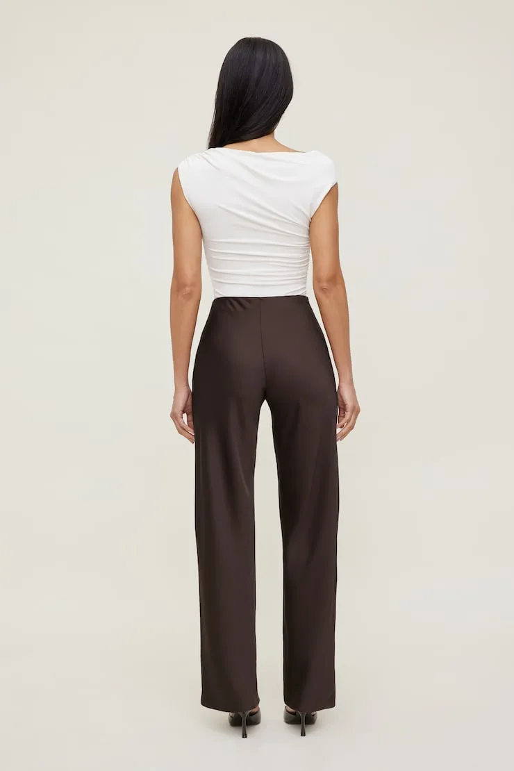 Izzy Wide Leg Satin Pants - Dynamite - Brown - Women Clothing sold by Dynamite product image thumbnail 2