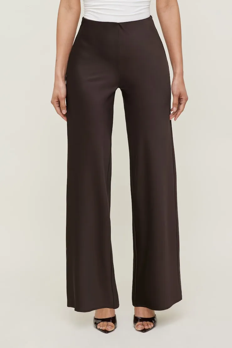 Izzy Wide Leg Satin Pants - Dynamite - Brown - Women Clothing sold by Dynamite product image thumbnail 4