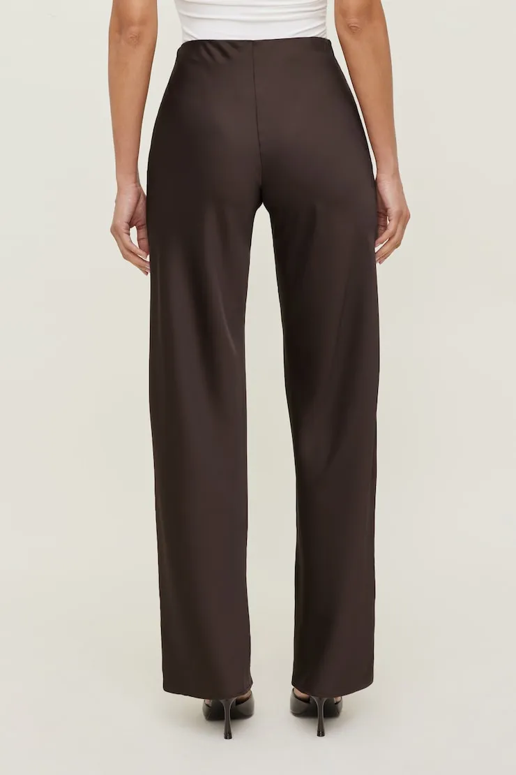 Izzy Wide Leg Satin Pants - Dynamite - Brown - Women Clothing sold by Dynamite product image thumbnail 5