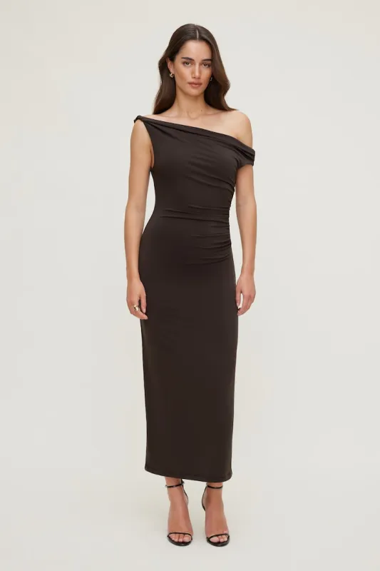 Jayde Sculpt Maxi Dress - Dynamite - Brown - Women Clothing made by Dynamite