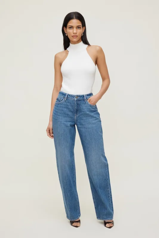 Mika Mid Rise Relaxed Straight Leg Jeans - Dynamite - Blue - Women Clothing made by Dynamite