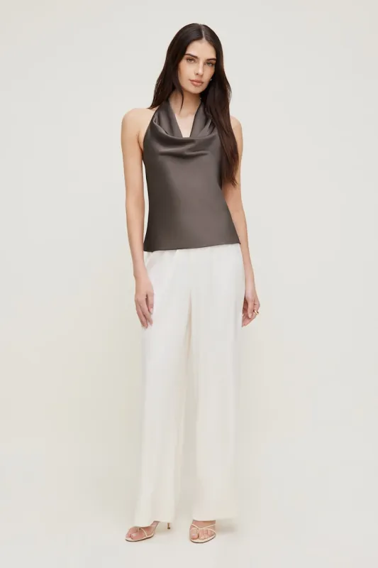 Leo Satin Wide Leg Pants - Dynamite - Beige - Women Clothing made by Dynamite