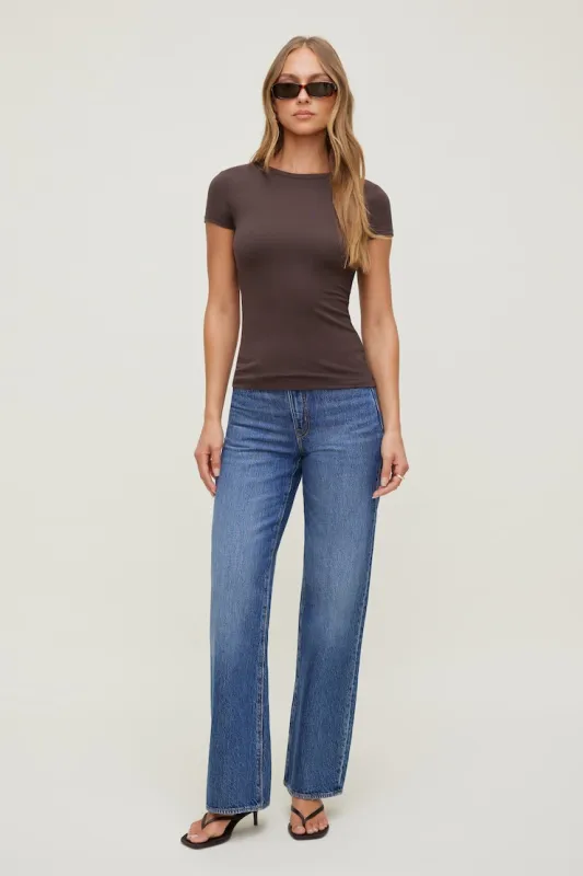 Rumi Crewneck T Shirt - Dynamite - Brown - Women Clothing made by Dynamite