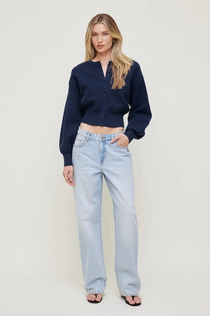 Balloon Sleeve Cardigan - Dynamite - Blue - Women Clothing sold by Dynamite