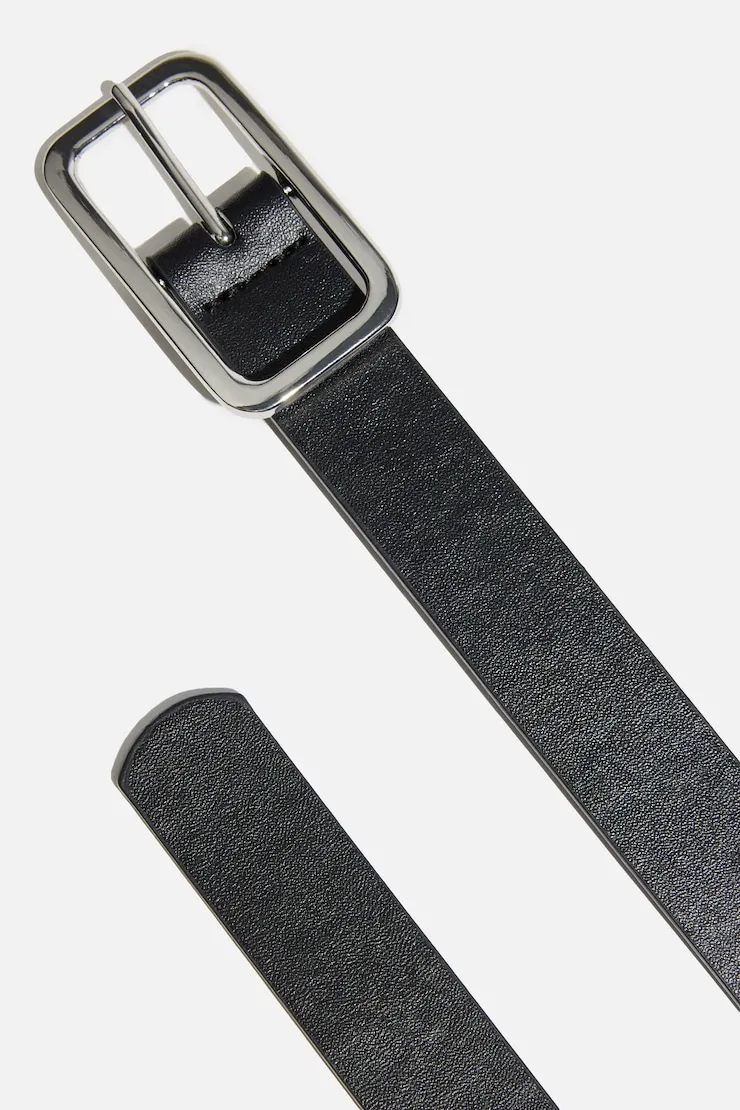 Skinny Round Square Buckle Belt - Dynamite - Black - Women Clothing sold by Dynamite product image thumbnail 4