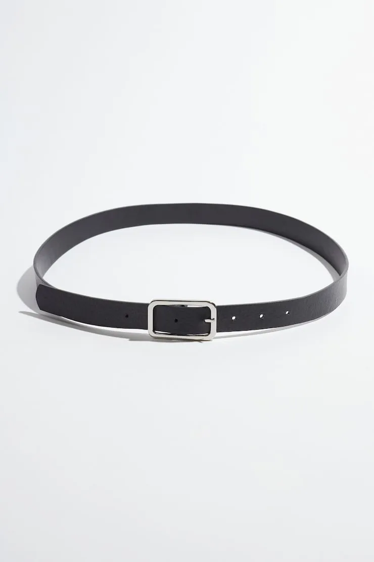 Skinny Round Square Buckle Belt - Dynamite - Black - Women Clothing sold by Dynamite product image thumbnail 5